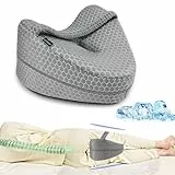 LITSPOT Kniekissen für Seitenschläfer, Ergonomisches Beinkissen Memory Schaum Seitenschläferkissen mit Kühlender Bezug, Orthopädisches Lagerungskissen für Optimale Unterstützun, Grau