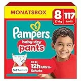Pampers Baby-Dry Pants Größe 8, 117 Stück, 17kg+, 360° auslaufsichere Passform für Tag und Nacht