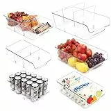 AIYULONG 6er Kühlschrank Organizer, Küchen Organizer mit 3 Fächern und Griffen,Schubladen organizer Küche Stapelbare Lebensmittel aufbewahrungsbox für Teebeutel,Snacks,Gewürze