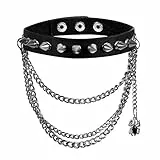 OIDEA Damen Leder Choker Halsband: Punk Rock Spinne Kette Anhänger Echt Lederhalsband Gotik Rock Halsschmuck für Party Kostüm
