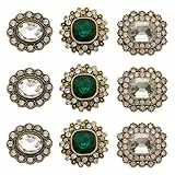 9 Stück Strass Knöpfe Perle Gold knöpfe mit kristall Vintage Zierknöpfe aus Metall zum Annähen, Blumenform Knöpfe Perle für Dirndl, Mantel, Blazer, DIY Schmuck & Hochzeitsdekoration (1)