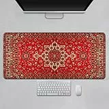 Surwin Gaming Mauspad Groß Multifunktionales Office Mousepad, Laptop Schreibunterlage, Mauspads mit Bohemian Stil, für Computerbüro, kabellose Maus (Rot,900x400mm)