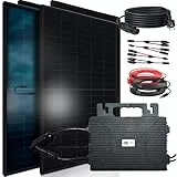 SUNNIVA® 1840W Balkonkraftwerk BIFAZIAL FULLBLACK komplett Steckdose ASTRO-E 800 Watt Wechselrichter, Solaranlage Komplettset, 4x460W N-Type Glas-Glas Bifacial Solarmodule, 5m Kabel, 4x2.5m Solarkabel