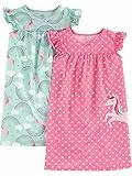 Simple Joys by Carter's Mädchen 2-Pack Nightgowns Nachthemd, Minzgrün Regenbogen/Rosa Tupfen, 2-3 Jahre (2er Pack)