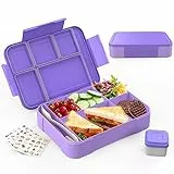 SWVIODMT Brotdose Kinder mit Fächern, 1300 ml Lunchbox für Kinder, Bento Box mit 5 Fächern Besteckset, auslaufsichere Lunchbox für Kindergarten, Schule, Picknick, Ausflüge (Lila)