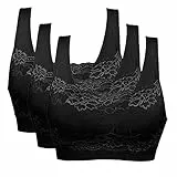 Vertvie Womens Strech Ohne Buegel Push up Yoga Sports BH Bra Top Set Fuer Fitnesstraining Polsterung 3er Pack (EU 3XL/Tag 4XL, 3 Schwarz)