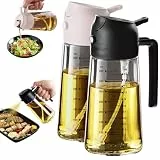 TrendPlain 16oz Ölsprüher für Speiseöl – 470ml Olivenöl Flasche – 2-in-1 Ölspender und Ölsprüher – Küchen Gadgets für Kochen, Salat und Grill Schwarz&Rosé