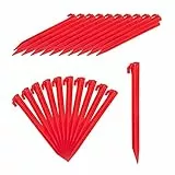 Relaxdays Heringe, 32er Set, leichte Zeltheringe, weiche & sandige Böden, 31 cm lang, Kunststoff, Bodenanker, rot, 31 x 3.5 x 2 cm