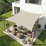 Sekey Sonnensegel Wasserdicht 3x5m Rechteckig, Sonnenschutz hochdichtes PES 160g/m² Wetterfest & Reißfest, Nahtversiegelung (Zuverlässig Dicht) & 95% UV Schutz, für Balkon Terrasse Garten, Taupe