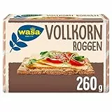 Wasa Knäckebrot Vollkorn Roggen 12x260g | Der besonders knusprige und herzhafte Roggenklassiker, 100% Vollkorn, Reich an Ballaststoffen