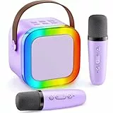 Gontence Karaoke Maschine mit 2 Mikrofonen - Lila Karaoke Mikrofone als Geschenke Für Mädchen - Bluetooth Karaoke Mikrofon Kinder - Mikrofon für Mädchen 3-12 Jahre - Mädchen Spielzeug ab 3-15 Jahre
