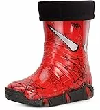 Ladeheid Kinder Mädchen Jungen Gummistiefel Gefüttert Swk39 (Rot Spinnen 39, 31/32 EU)