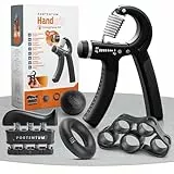 PORTENTUM Handtrainer für den Unterarm – 5-teiliges Set, verstellbarer Handgrifftrainer, Handtrainer, Fingerdehner, Griffstärkering und Anti-Stress-Ball.