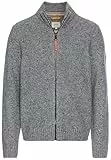 camel active Herren Strickjacke aus nachhaltiger Merinowolle Grau, Menswear-XL