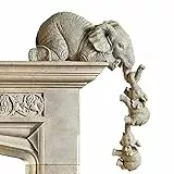 HIAME Elefant Statue Figur 3 Stücke kulptur Figur Deko Set für Home Office, Mütter hängen Babys Figur Harz Handwerk Ornamente (A)