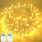 MUSUNIA lichterkette batterie außen Timer 5M 50 LED lichterkette außen batterie, IP65 Wasserdicht Warmweiß Lichterkette Innen für Weihnachten, Schlafzimmer, Party, Hochzeit（2 Stück）