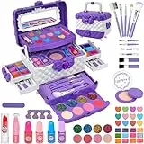 Jooful Kinderschminke Set Mädchen 55 Teile Waschbarer Schminkkoffer Mädchen Sicher Hautfreundlich Kinder Make-up Spielzeug Geburtstagsgeschenke für Mädchen 3–10
