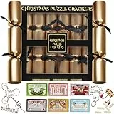 KreativeKraft Christmas Crackers, 6er Pack Knallbonbons mit Puzzle, Weihnachtsdeko (Schwarzes Puzzle)
