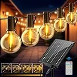 Solar Lichterkette Aussen Outdoor, LED Solarlichterkette Außen Wetterfest 17,1M 24+1 G40 Glühbirnen mit Fernbedienung 8 Modi 3 Timer IP44 Wasserdicht für Balkon Garten Pavillon Terrasse Hochzeit Party