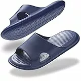 Misolin Badelatschen Damen Herren Badeschuhe Cozislides Wolke Hausschuhe Super Weich rutschfest Schlappen Cozy Cloudyzzz Pantoletten Sommer Quick Drying Shower Slides,Blau W12(42-43 EU)