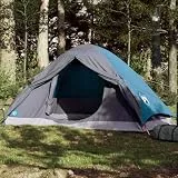 Kaloriko Kuppel-Campingzelt Wasserdicht Blau für 4 Personen mit E-Anschluss und abnehmbarem Überzelt, Polyester 185T, atmungsaktiv, Winddicht, mit Moskitonetz und Tragetasche ideal für Outdoor