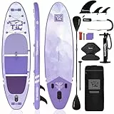 TIGERXBANG aufblasbares Paddleboard 320x82x15cm, UV-geschütztes SUP Lila mit Gradient, Sitz, verstellbares Paddel und komplettes Zubehör, stabiles Allround-Design