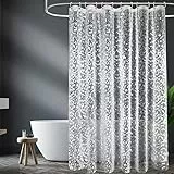 EurCross Antischimmel Duschvorhang 180x200 mit 3 Stärkere Magnete Unten,Transparent mit 3D Kieselsteinen Muster, Wasserdicht Eva Plastik Dusch Vorhang für Badewanne mit 12 Ringe