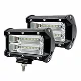 WZTO LED Arbeitsscheinwerfer, 10800LM 24 LED Zusatzscheinwerfer DC 12-24V 72W 5 Inch Auto Scheinwerfer Offroad Flutlicht Spotlight 6000K Wasserdicht IP67 Arbeitslicht (2 Stück)