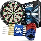 DartPro - DAS ORIGINAL - Dartscheibe mit Pfeilen - Profi Steeldartscheibe aus hochwertigstem Sisal - Dartboard inkl. Montageset - Dart Scheibe mit 6 Gratis Dartpfeilen