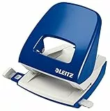 Leitz Büro Locher aus Metall, Für 30 Blatt, Anschlagschiene mit Formatangaben, Ergonomisches Design, blau, 50080035