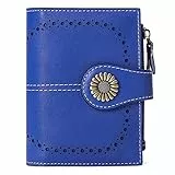 SENDEFN Damen-Geldbörse, Leder, Geldbörse, kurz, für Geldbörse, Reißverschluss, Damen, mit 16 Kartenfächern, RFID-Schutz, Geldbörsen, Königsblau, RFID-Blockierung, Königsblau, s, RFID