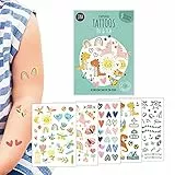 Hautfreundliche Kindertattoos zum Aufkleben - Motiv DU & ICH, Freundschaftstattoos, Kinder-Tattoo Set mit 5 Bögen, Tattoos Kinder, 100% Vegan und Hergestellt in Österreich, JEKA