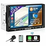 URVOLAX 2Din Autoradio Mit Bildschirm Doppel Din DAB+,7 Zoll Wireless CarPlay with Apple Android Auto Car Play Digital Media Receiver HD Touch Screen Display Navi Bluetooth 5.0 FM Siri Google Assist