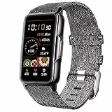 Blueshaweu Armband Kompatibel für Kesasohe/Findtime/ECOSOON H80 Smartwatch 1,47 Zoll, Nylon Strick Replacement Uhrenarmband für H80 Smartwatch 1,47 Zoll (grau)