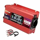 LVYUAN 600W/1200W Wechselrichter DC 12V auf AC 230V Spannungswandler 1 EU Steckdose & 2 USB Port Stromwandler Inverter für Auto KFZ Wohnwagen LKW