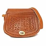 ALMADIH kleine Leder Damentasche Umhängetasche AMIRA Naturleder traditionelle Handarbeit Ledertasche Handtasche Schultertasche Freizeittasche Abendtasche Cross Body kompakte Tasche braun (AMIRA camel)