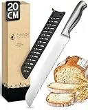 besøk Scharfes Brotmesser mit Wellenschliff mit 20cm Klingenlänge, Großes Brotschneidemesser aus langlebigen Edelstahl für präzises und müheloses Brot Schneiden, Sägemesser für Brot & Brötchen