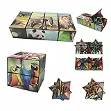 2-in-1 Tiermotiv, Infinity Cube, Shashibo Würfel, Zauberwürfel für Jugend, Fidget Cube für Feinmotorik und Konzentration, Reisespielzeug, Geschenk Jugend