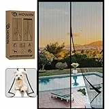 HOWIN Fliegenvorhang Balkontür Magnet, Fliegengitter Terrassentür Ohne Bohren 100x220cm, Moskitonetz Tür, Fliegenschutz Türen, Insektenschutz Balkon Tür, Fly Screen Door Magnetic(Schwarz)
