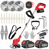 Rasentrimmer für Makita Akku (Rasentrimmer 2 x 4.0Ah Akku und Ladegerät) & Teleskopisch Freischneider Akku–Motorsense Akku für Garten Rasen Trimming