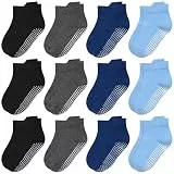 HYCLES Stoppersocken Kinder - 12 Paar ABS Socken Kinder Baby Jungen Kleinkind Rutschfeste Socken für 0-7 Jahre Antirutsch Socken Mädchen 3-5 Jahre
