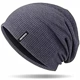 HASAGEI Mütze Herren Damen, Slouch Beanie Mütze Damen, Übergangszeit Weiche Leicht Modische Jersey Beanie, Unisex Warm Winter Mütze Ideal für Frühling Herbst und Winter (Blau)