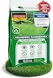 Rasensamen schnellkeimend Frühjahr & Sommer 0,5kg – TEST SEHR GUT – Grassamen schnellkeimend Rasen Nachsaat Made in Germany – Rasensaat 20qm - Rasensamen Frühjahr & Sommer Samen von Natureflow