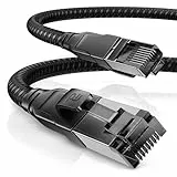 CSL - CAT8.1 Netzwerkkabel 40 Gbits - 7,5m - Baumwollmantel - Black Series - LAN Kabel Patchkabel RJ45 - CAT8 Gigabit Ethernet Cable - 40000 Mbits - S/FTP PIMF Schirmung - kompatibel zu CAT6 CAT7
