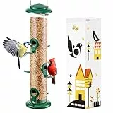 iBorn Vogelfutterspender,Vogelfutterhaus zum Aufhängen,Metall Vogelfutterstation mit 6 Anflugplätzen,Futterstationen für Wildvögel,Futtersäule,Futterschale vögel,38cm,Grün,1 Stück