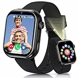 RUXINGX 4G Smartwatch Kinder mit GPS und Telefonanruf, Kinderuhr mit IP68 Wasserdicht, Zwei-Perspektiven, Voice Chat, Taschenlampe, Schulmodus, Schrittzähler, Wecker für Jungen Mädchen, Schwarz