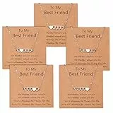 CheersLife 5 Stück Freundschaftsketten Beste Freundin BFF Langstrecken Passende Herzkette Schmuck Geschenk Für Frauen Mädchen Jungen Töchter Schwestern Geburtstag