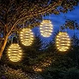 Festive Lights 4er Set solarbetriebene Outdoor LED Spiral-Laternen Solar Laterne hängend solarbetriebene Laterne Solar Gartenleuchten für Außen Gartenbeleuchtung (4 Solar Spiralen)