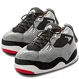 Knuffis Sneaker Hausschuhe Damen Herren lustige warme Plüsch Pantoffeln 36-45 (Grau)