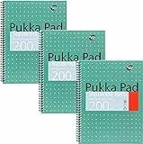 Pukka Pad, A4 Kariert Metallisch Jotta Notizbuch 3er Pack - 29. 7 x 23cm - Spiral Notizbuch mit 80GSM Papier - Mit 4-Loch Ränder und perforierte Kanten - 200 Seiten, Grün